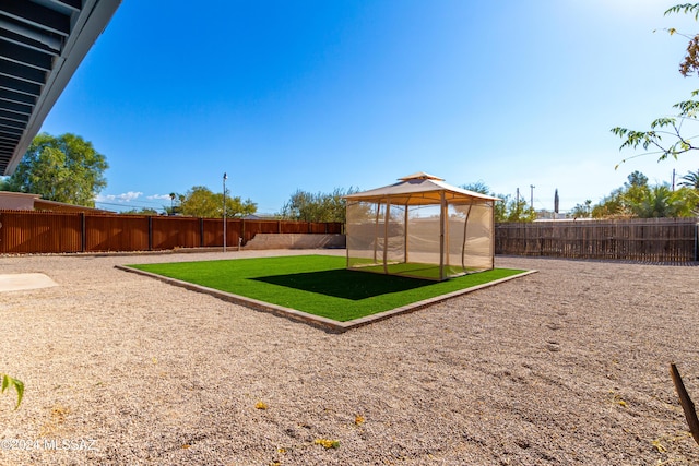 view of yard with a gazebo