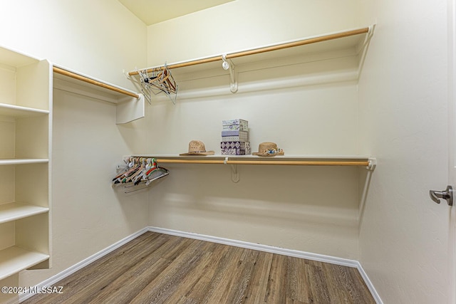 walk in closet featuring hardwood / wood-style floors