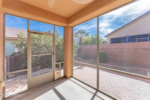 view of unfurnished sunroom