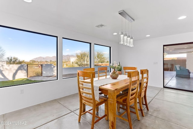 dining room with a chandelier