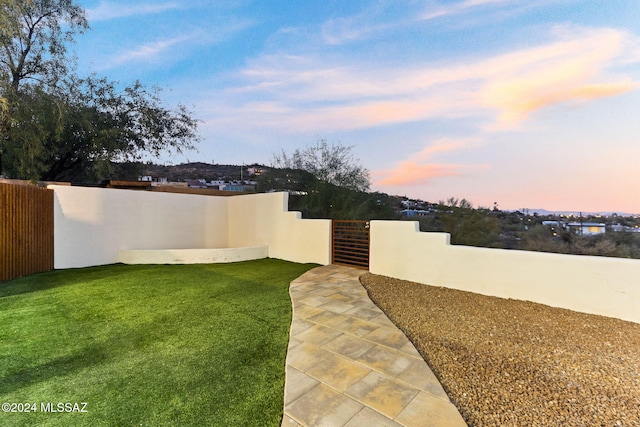 view of yard at dusk