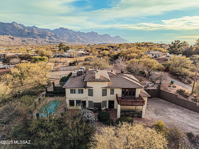 aerial view with a mountain view