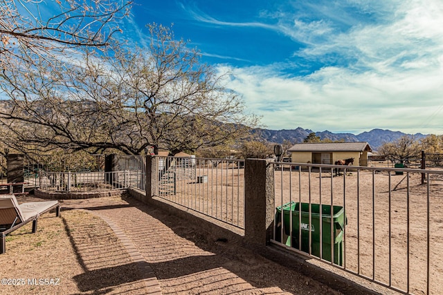 exterior space with a mountain view