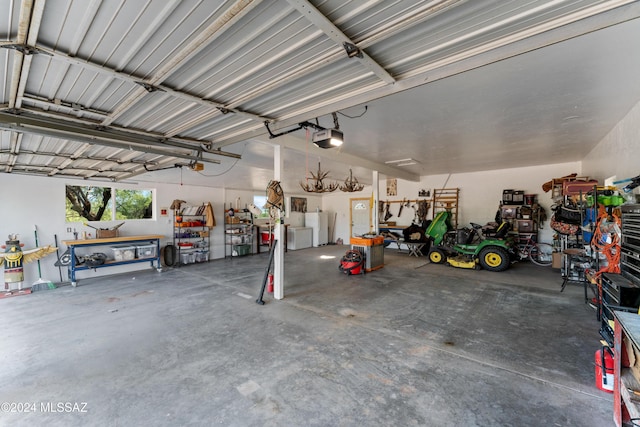 garage with a garage door opener