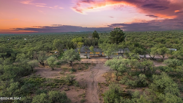 view of aerial view at dusk