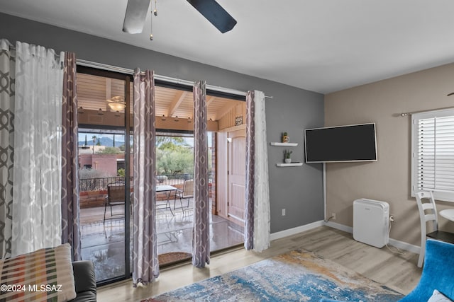 doorway to outside with light hardwood / wood-style floors