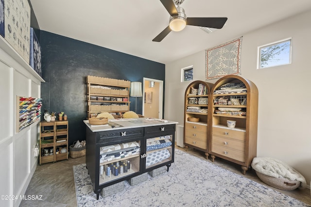 bedroom featuring ceiling fan