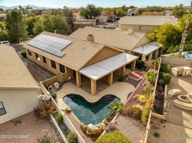 bird's eye view with a mountain view