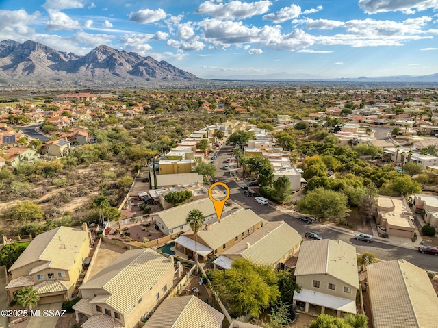 drone / aerial view with a mountain view