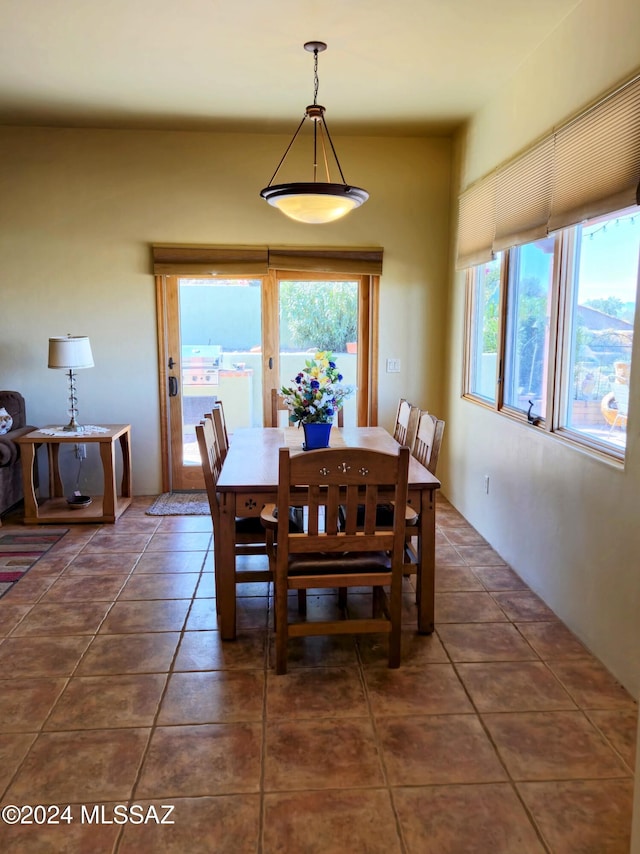 tiled dining space with a wealth of natural light