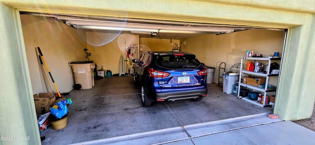 garage with a garage door opener