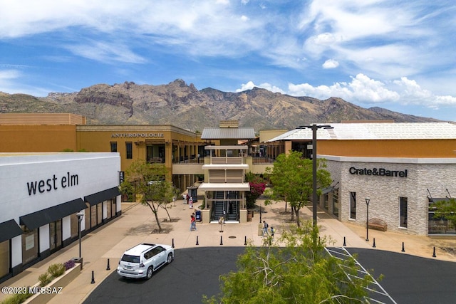 exterior space featuring a mountain view