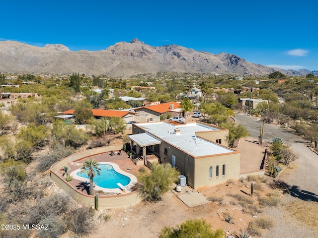 aerial view with a mountain view