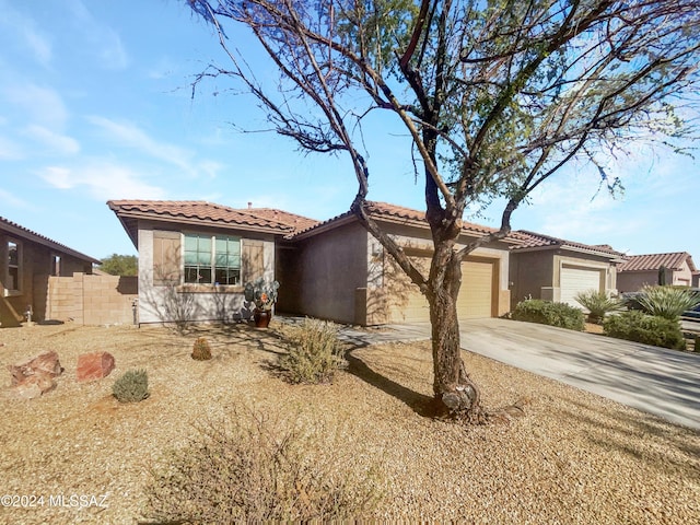view of front of property with a garage