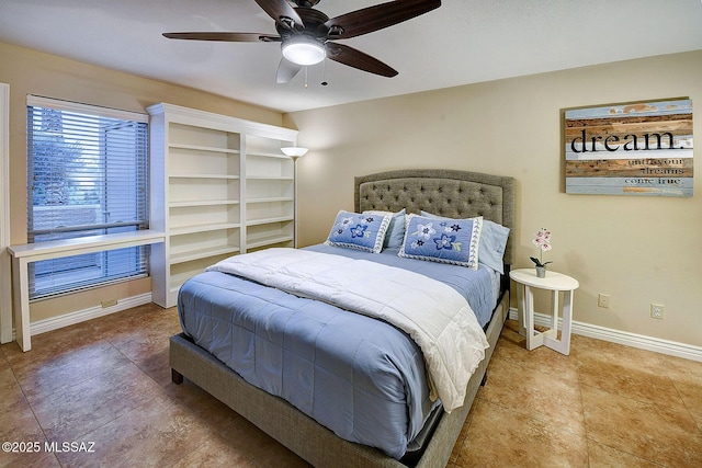 bedroom featuring ceiling fan