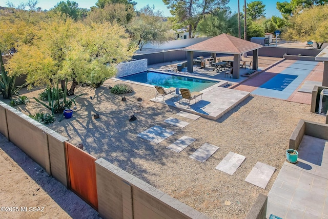 view of pool with a gazebo and a patio area