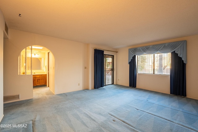 unfurnished room featuring light carpet