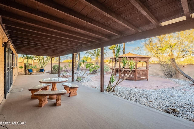 view of patio featuring a gazebo