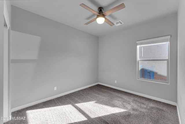 office area with carpet floors and ceiling fan