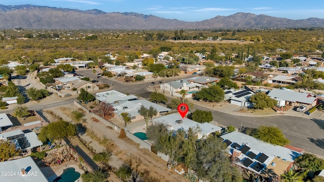 drone / aerial view with a mountain view