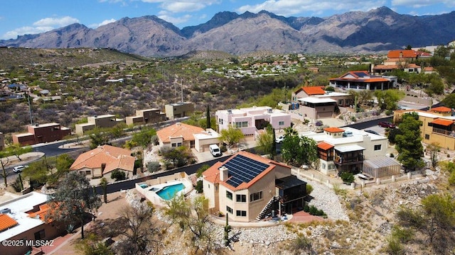 bird's eye view with a mountain view and a residential view