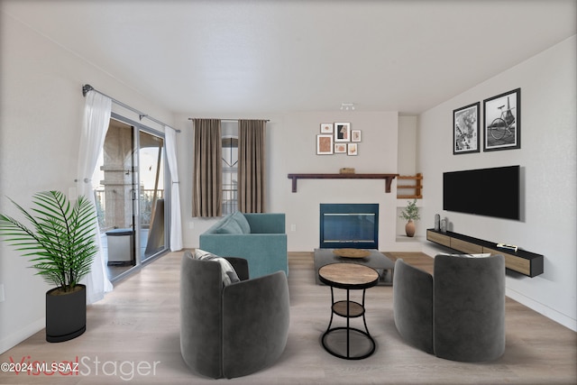 living room featuring light wood-type flooring