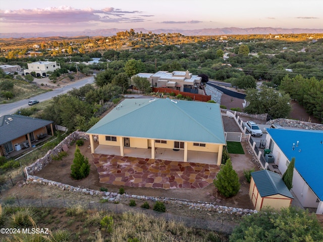 view of aerial view at dusk