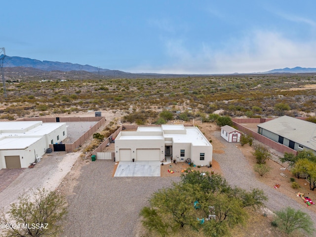 drone / aerial view with a mountain view