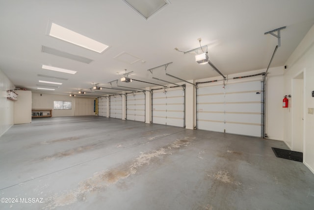 garage with a garage door opener