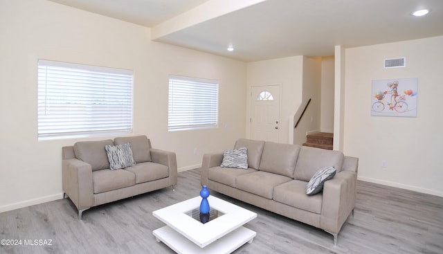 living room featuring light hardwood / wood-style floors