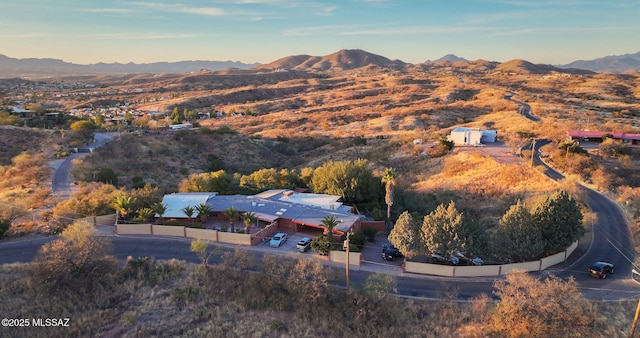 drone / aerial view with a mountain view