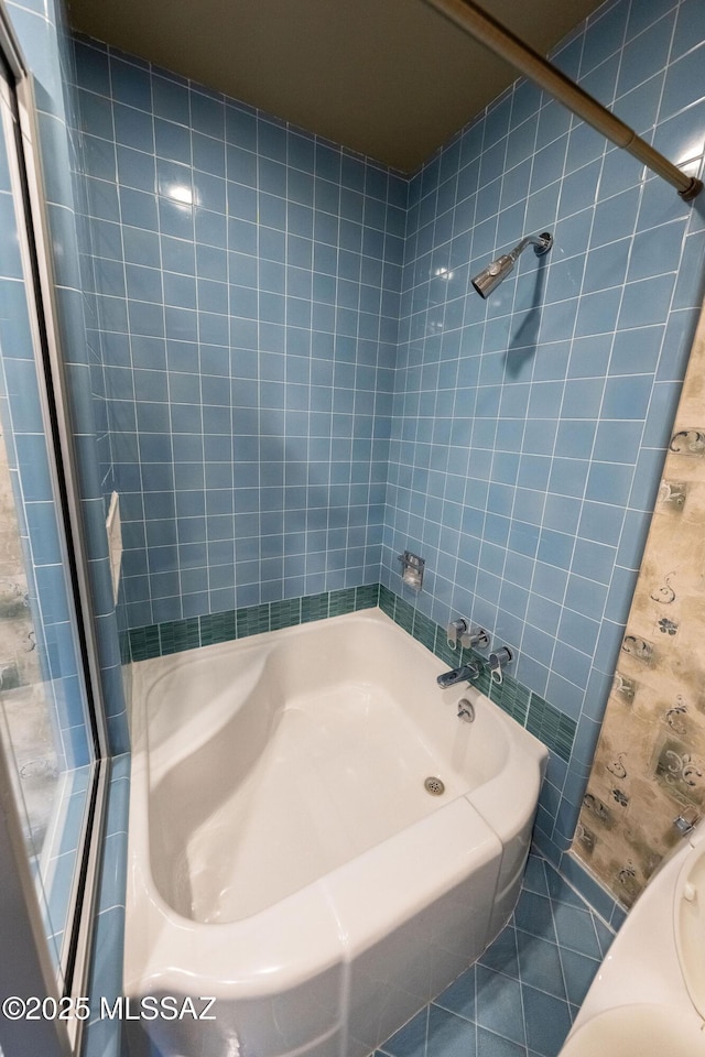 bathroom with tile patterned flooring