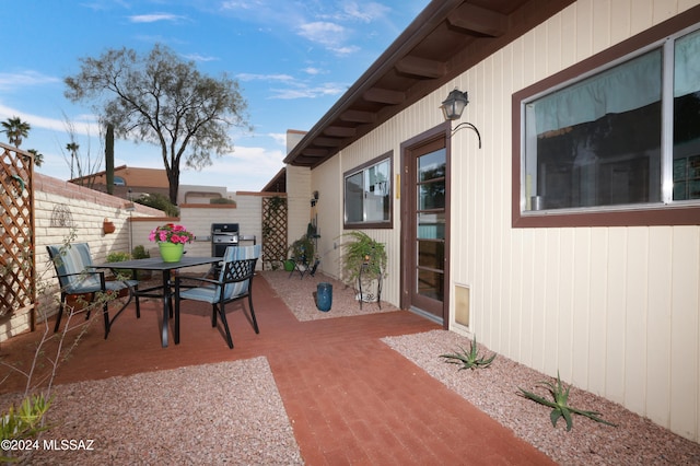 view of patio / terrace featuring grilling area