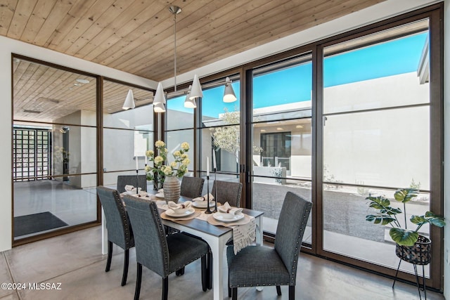 sunroom with wooden ceiling and a wealth of natural light