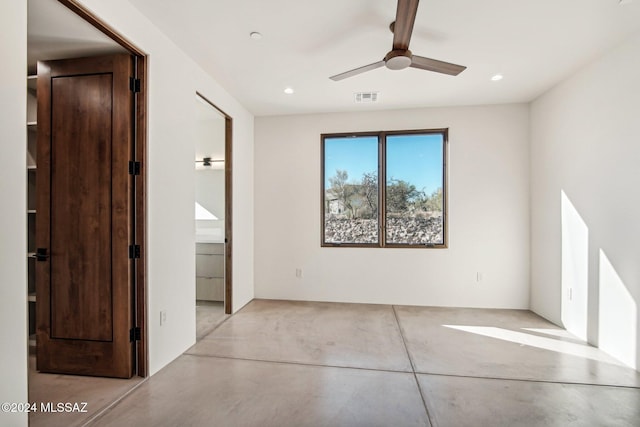 unfurnished room featuring ceiling fan