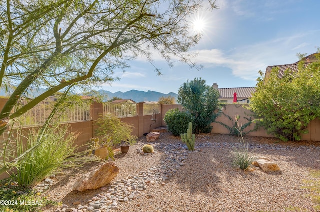 view of yard featuring a mountain view