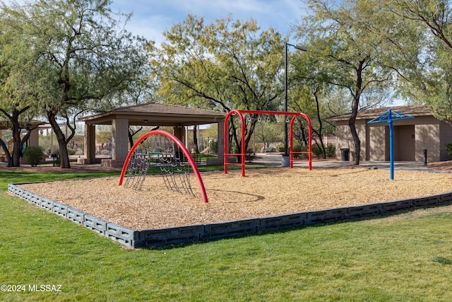 view of play area with a lawn