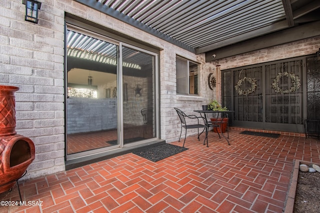 view of patio / terrace featuring a pergola