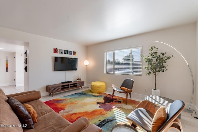 living room featuring light hardwood / wood-style flooring