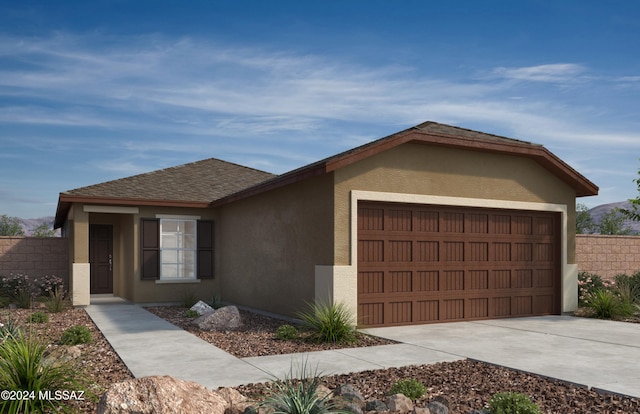 single story home with a garage