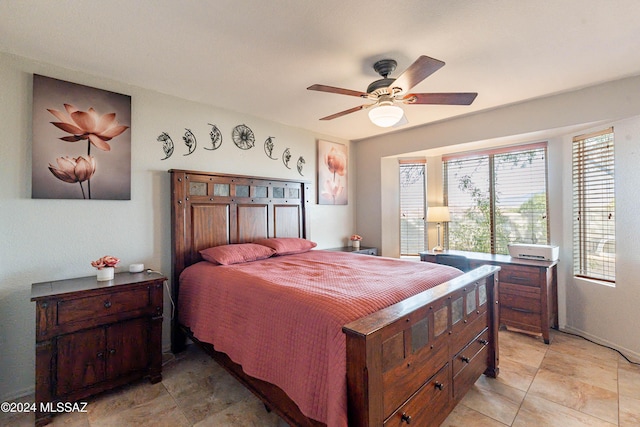 bedroom featuring ceiling fan