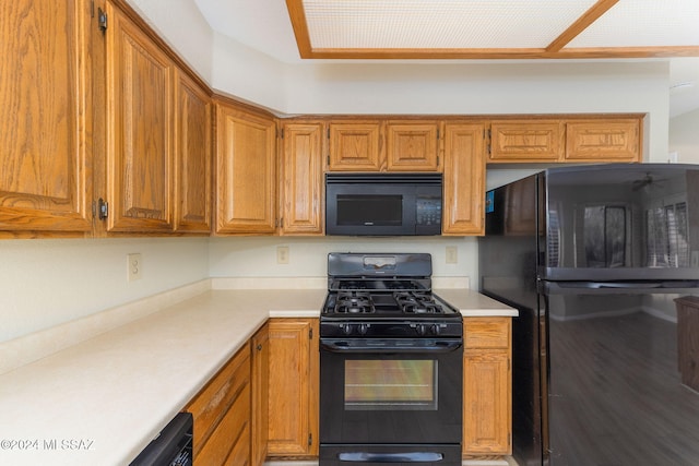 kitchen with black appliances