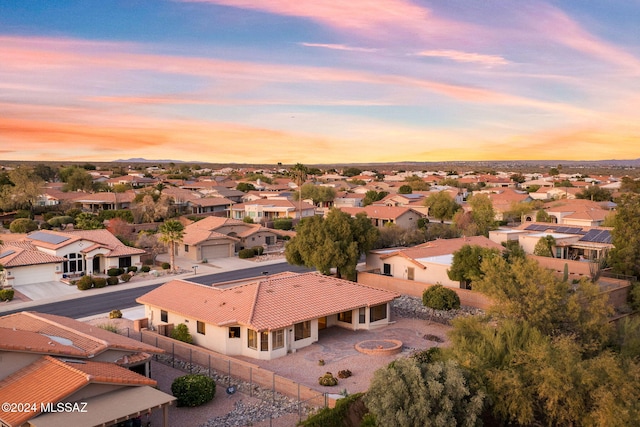 view of aerial view at dusk