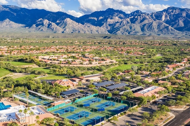 aerial view with a mountain view