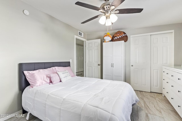 bedroom with ceiling fan