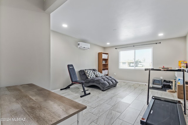 workout room with a wall unit AC