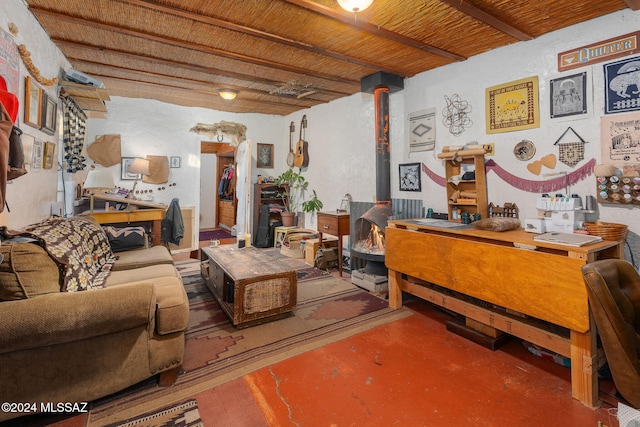 living room featuring concrete floors