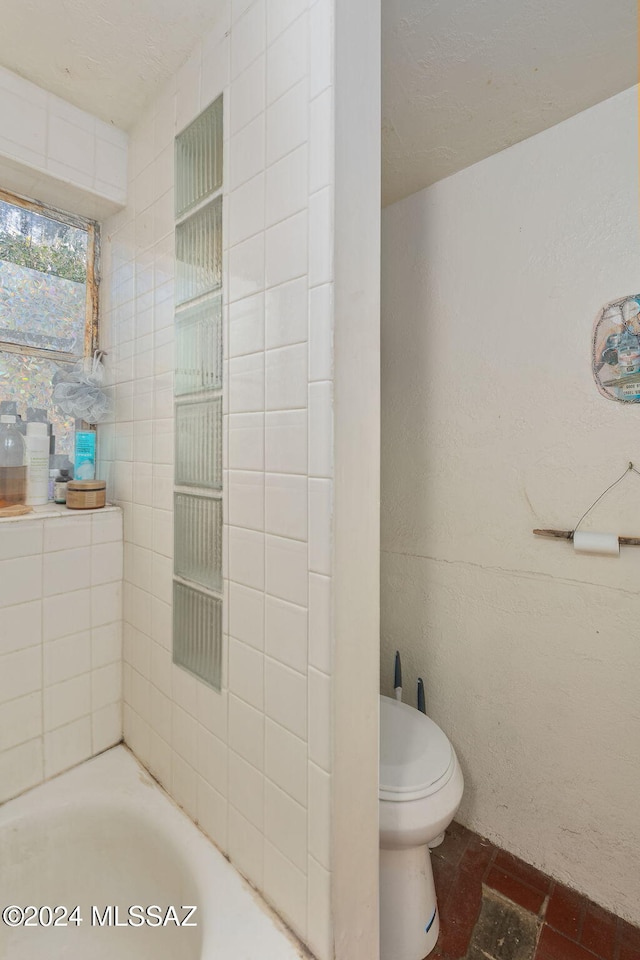 bathroom with a tub and toilet