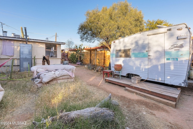 view of yard with a deck