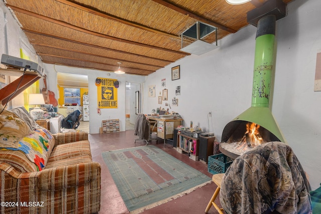 living room with concrete floors